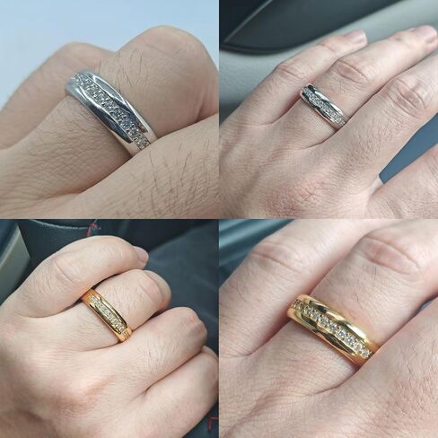 Moissanite Wedding Band Mens 925 Sterling Silver Ring 15 Round C Color VVS1 Engagement Enternity Ring بالنسبة له الحجم 7-13 in Saudi Arabia