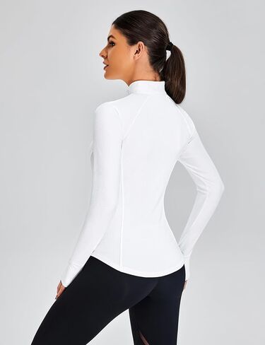 BMJL Womens Long Sleeve Tops Upf 50+ حماية من أشعة الشمس 1/4 قميص مضلع الرمز البريدي المشي لمسافات طويلة مع جيوب in Kuwait
