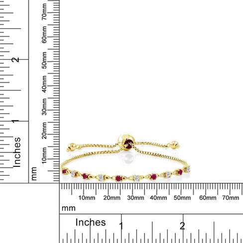 Gem Stone King 18K Yellow Gold Plated Silver Gemstone Birthstone and White Topaz Infinity Tennis Bracelet For Women | Round 2.5MM | Adjustable Bolo Bracelet Up to 9 Inch | Easy-On Easy-Off in Saudi Arabia