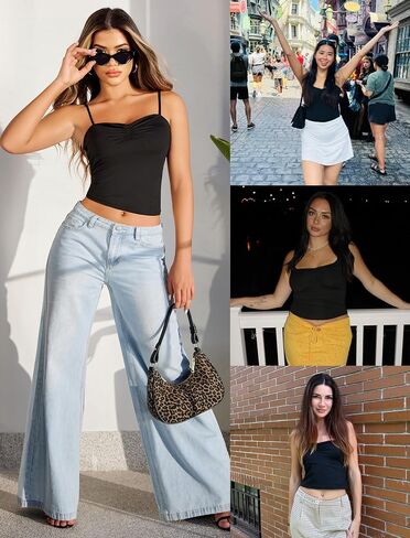Avidlove Sexy Camisoles Tank Tops for Women Cute Spaghetti Strap Crop Ruched Tube Top in Saudi Arabia