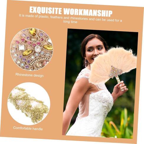 Elegant Rhinestone Decorative Fan for Weddings Bridal Parties Performances Unique Plume Design Lady Fan for Unforgettable Moments and Joyful Celebrations in Saudi Arabia