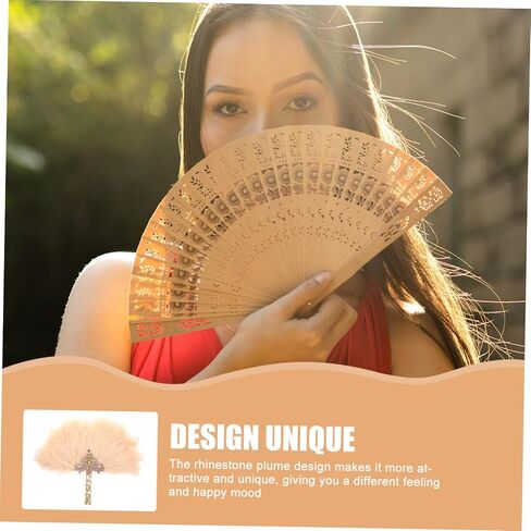 Elegant Rhinestone Decorative Fan for Weddings Bridal Parties Performances Unique Plume Design Lady Fan for Unforgettable Moments and Joyful Celebrations in Saudi Arabia
