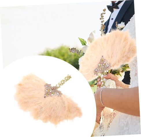 Elegant Rhinestone Decorative Fan for Weddings Bridal Parties Performances Unique Plume Design Lady Fan for Unforgettable Moments and Joyful Celebrations in Saudi Arabia