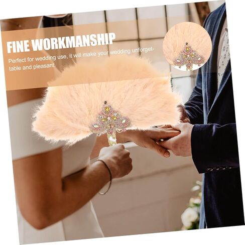 Elegant Rhinestone Decorative Fan for Weddings Bridal Parties Performances Unique Plume Design Lady Fan for Unforgettable Moments and Joyful Celebrations in Saudi Arabia