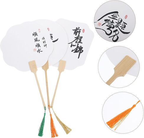 Zerodeko 3pcs Ancient Style Round Chinese Hand Fan Kit for Graduation Dancing Elegant Cultural Craft for Home Decor and in Saudi Arabia