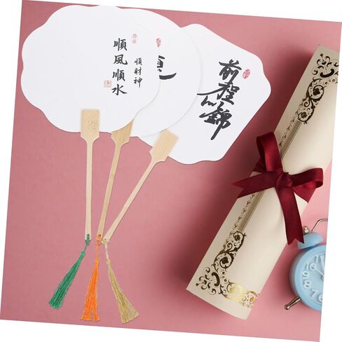 3pcs DIY Roend Round Hand Fan Kit Ald Style Paper Pairdle Fans for Treguation Summer Summer Discing Decor in Saudi Arabia