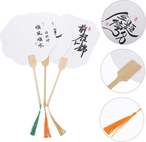 3pcs DIY Roend Round Hand Fan Kit Ald Style Paper Pairdle Fans for Treguation Summer Summer Discing Decor in Saudi Arabia