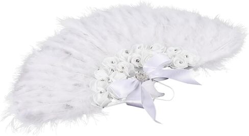 Wedding Bride Fan Decorative Plume Design Handheld Fan for Festivals and Parties Lightweight and with Rhinestones for Wedding Use and Staying Cool in Saudi Arabia