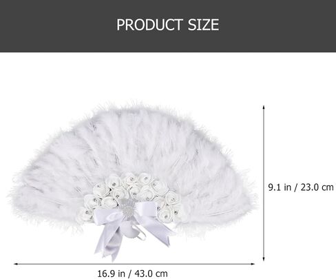 Wedding Bride Fan Decorative Plume Design Handheld Fan for Festivals and Parties Lightweight and with Rhinestones for Wedding Use and Staying Cool in Saudi Arabia