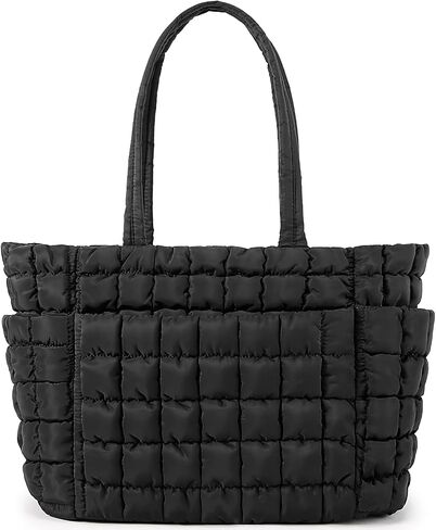 Queenoris Puffer Tote Bag for Women, Soft Quilted Shoulder Handbag Large Lightweight Satchel Purse Travel Gym Bag in Saudi Arabia
