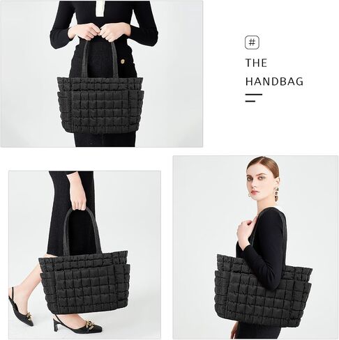 Queenoris Puffer Tote Bag for Women, Soft Quilted Shoulder Handbag Large Lightweight Satchel Purse Travel Gym Bag in Saudi Arabia