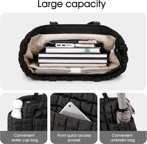 Queenoris Puffer Tote Bag for Women, Soft Quilted Shoulder Handbag Large Lightweight Satchel Purse Travel Gym Bag in Saudi Arabia