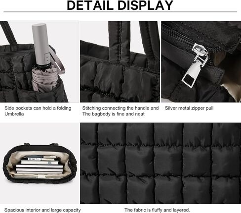 Queenoris Puffer Tote Bag for Women, Soft Quilted Shoulder Handbag Large Lightweight Satchel Purse Travel Gym Bag in Saudi Arabia