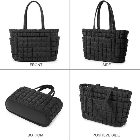 Queenoris Puffer Tote Bag for Women, Soft Quilted Shoulder Handbag Large Lightweight Satchel Purse Travel Gym Bag in Saudi Arabia