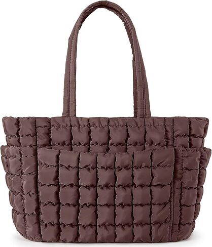 Queenoris Puffer Tote Bag for Women, Soft Quilted Shoulder Handbag Large Lightweight Satchel Purse Travel Gym Bag in Saudi Arabia