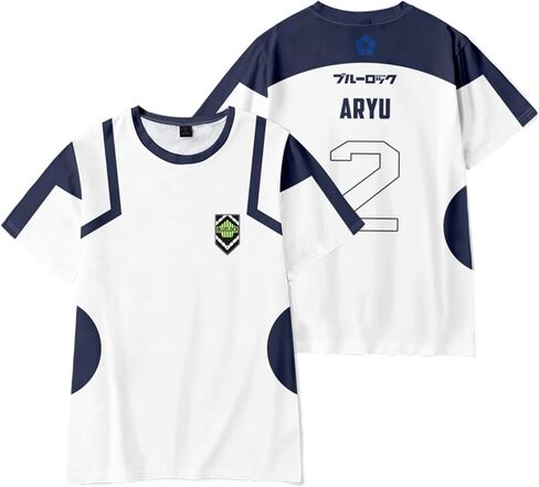 Anime Soccer Cosplay Jersey Short Sleeve T-Shirt Inspired by Blue Team Uniform ISAGI, NAGI, RIN, BACHIRA Styles in Saudi Arabia