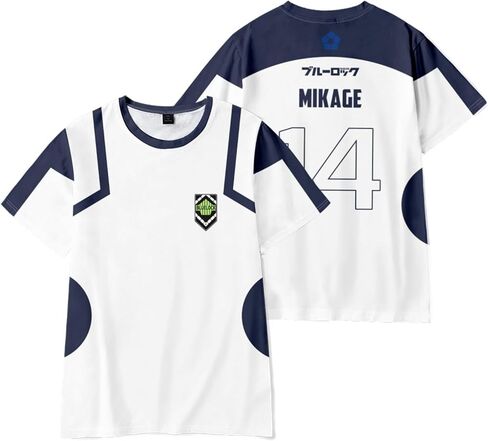 Anime Soccer Cosplay Jersey Short Sleeve T-Shirt Inspired by Blue Team Uniform ISAGI, NAGI, RIN, BACHIRA Styles in Saudi Arabia
