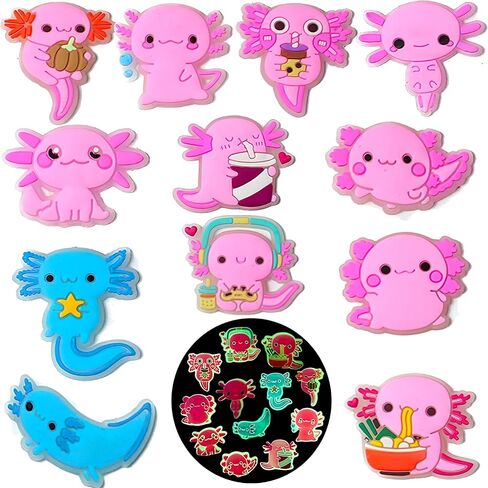 Axolotl Cow Glow في سحر أحذية Axolotl المظلم ، زخارف تسد Kawaii لطيفة ، إكسسوارات PVC متوهجة لزخارف أحذية الرغوة للبالغين ، إكسسوارات الحفلات للجنسين ، عيد ميلاد ، عيد الهالوين وعيد الميلاد in Saudi Arabia