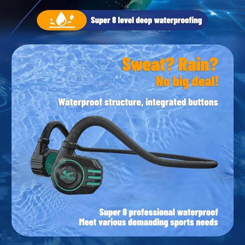 Swimming Headphones, Bone Conduction Headphones IPX8 Waterproof Wireless Bluetooth 5.3 Headphones Open Sports Headphones with Built-in 32G MP3 Player for Swimming, Running and Hiking in Saudi Arabia