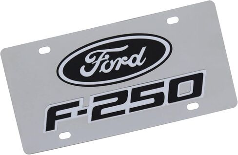 لوحة ترخيص شعار مزدوجة لفورد F250 (أسود على الكروم) in Saudi Arabia
