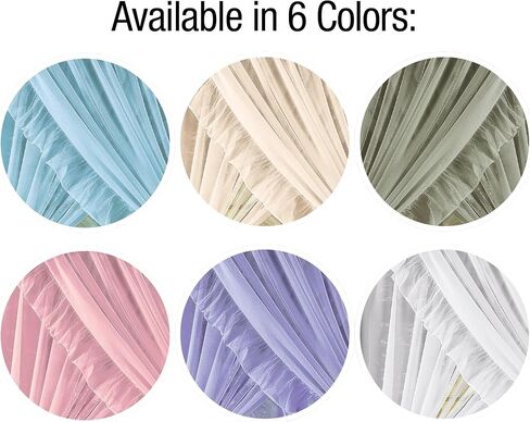 Collections Etc Isabella Ruffled Sheer Fabric Rod Pocket Window Curtain Set, Blue in Saudi Arabia
