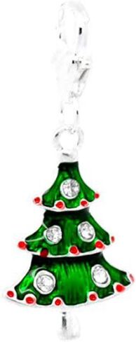 Sexy Sparkles Clip-On Christmas Tree Charm with Lobster Clasp-متوافق مع المجوهرات الأوروبية ، مثالية لأساور السحر والسلاسل وإكسسوارات العطلات in Saudi Arabia