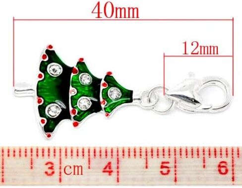 Sexy Sparkles Clip-On Christmas Tree Charm with Lobster Clasp-متوافق مع المجوهرات الأوروبية ، مثالية لأساور السحر والسلاسل وإكسسوارات العطلات in Saudi Arabia