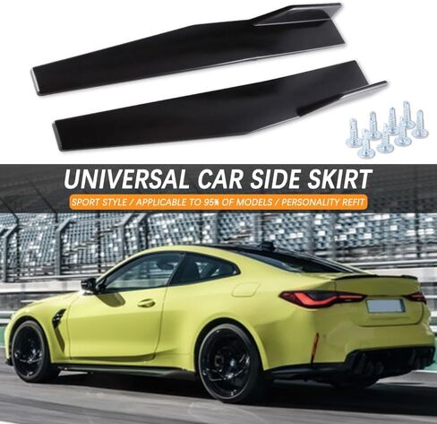 Universal Car Short Side Skirts 2PCS 29.33inch/74.5cm,Black Extension Splitter Lip Pair Side Skirt Body Kit Splitters Diffuser Fit Most Vehicles BMW Honda Civic (2pcs+Black, 29.33inch) in Saudi Arabia