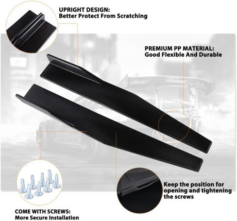 Universal Car Short Side Skirts 2PCS 29.33inch/74.5cm,Black Extension Splitter Lip Pair Side Skirt Body Kit Splitters Diffuser Fit Most Vehicles BMW Honda Civic (2pcs+Black, 29.33inch) in Saudi Arabia