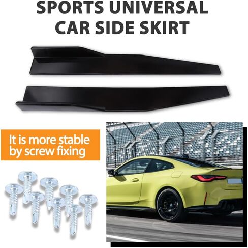 Universal Car Short Side Skirts 2PCS 29.33inch/74.5cm,Black Extension Splitter Lip Pair Side Skirt Body Kit Splitters Diffuser Fit Most Vehicles BMW Honda Civic (2pcs+Black, 29.33inch) in Saudi Arabia