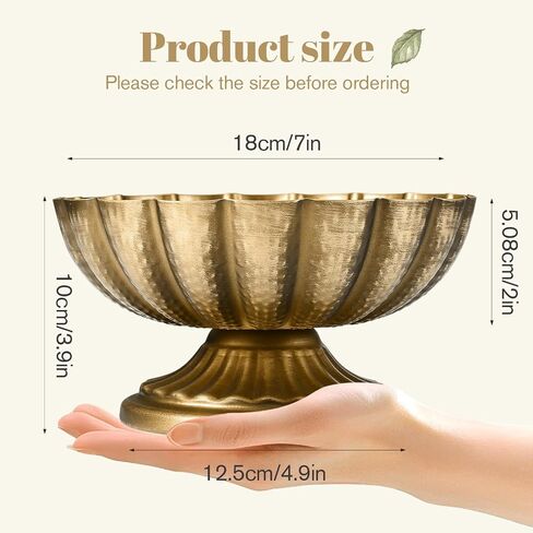 Set of 4, 7'' Wide 3.94'' High Distressed Gold Compote Pedestal Vases, Vintage Antique Urn Gold vases for Centerpieces, Metal Compote Bowl Vase for Wedding Centerpieces in Kuwait