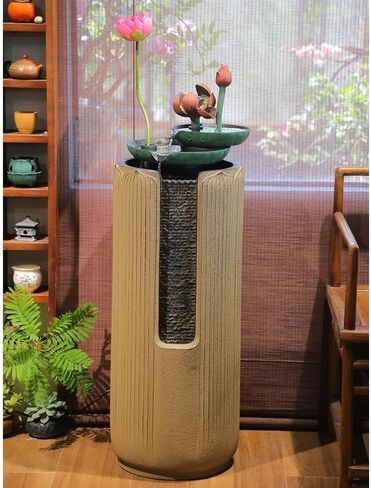 Decor Attracting Wealth Landing, Flowing Water Decoration Chinese Indoor Living Room TV Cabinet Circular Fountain Decoration for Entryway in Saudi Arabia