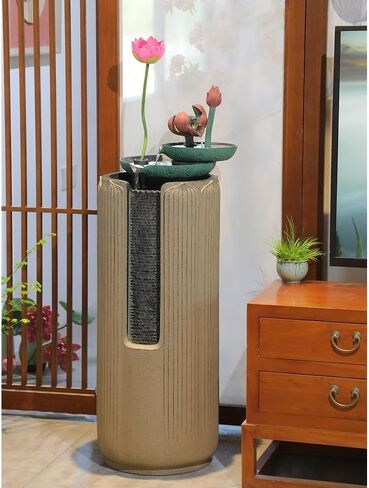 Decor Attracting Wealth Landing, Flowing Water Decoration Chinese Indoor Living Room TV Cabinet Circular Fountain Decoration for Entryway in Saudi Arabia