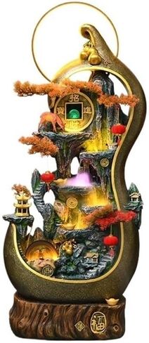 Decor Creative Gourd Rockery, Flowing Water Circulation Fountain, Wealth Attracting Ornament, Floor to Ceiling Water Landscape Decoration for Entryway in Saudi Arabia