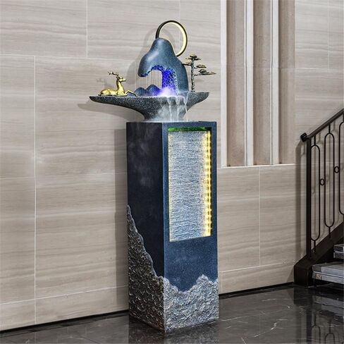 Decor Flowing Water Landscape, Modern Circular Water Scenery Entrance Hall Terrace Fountain Rockery Floor Decoration for Entryway in Saudi Arabia