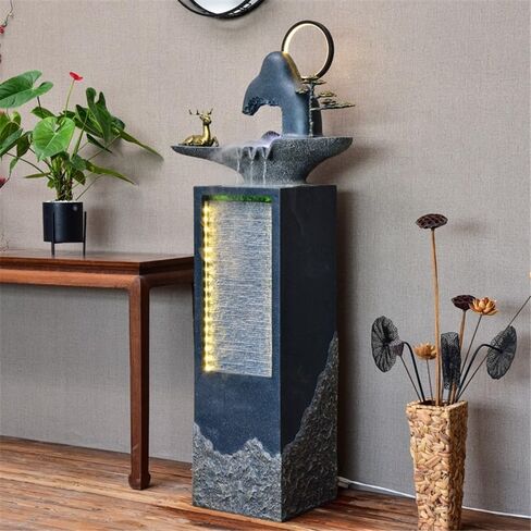 Decor Flowing Water Landscape, Modern Circular Water Scenery Entrance Hall Terrace Fountain Rockery Floor Decoration for Entryway in Saudi Arabia
