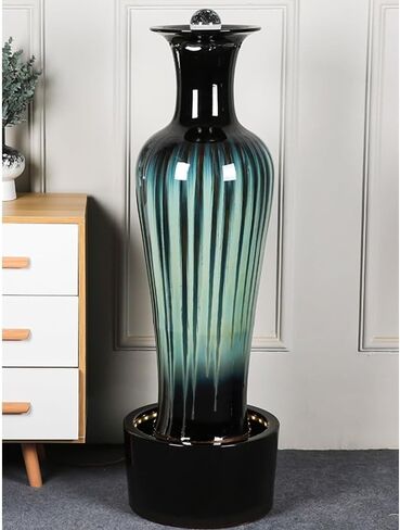 Decor Ceramic Home Decor Modern and Minimalist Water Features Improved Feng Shui Floor Standing Water Fountain Decorations for Entryway in Saudi Arabia
