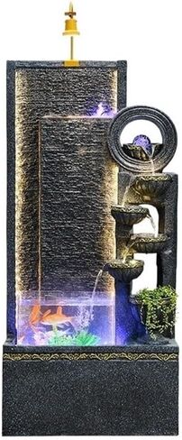 Decor Flowing Water Ornaments Floor-Standing Feng Shui Fountain Decoration Modern Simple Circulating Waterscape for Entryway(Black) in Saudi Arabia