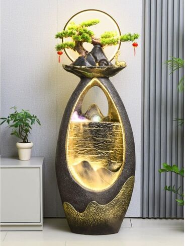 Decor Outdoor Garden Water Fountain with LED Lights and Pump, Floor Standing Cascading Resin Fountains for Indoor and Patio Garden for Entryway in Saudi Arabia