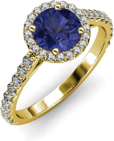 جولة iolite الماس 1 1/4 CTW Women Halo خطبة الخطوبة 18K الذهب in Kuwait