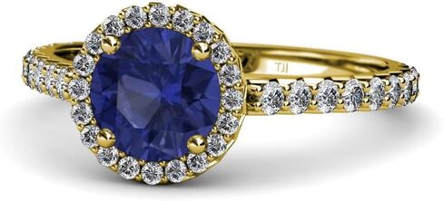 جولة iolite الماس 1 1/4 CTW Women Halo خطبة الخطوبة 18K الذهب in Kuwait