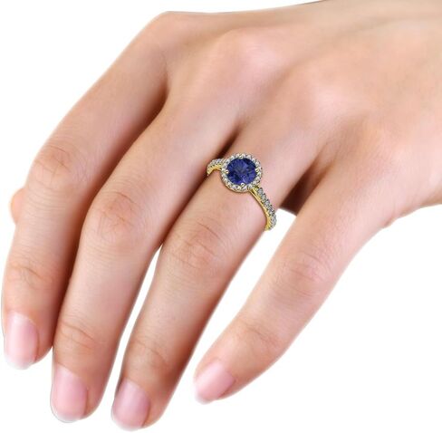 جولة iolite الماس 1 1/4 CTW Women Halo خطبة الخطوبة 18K الذهب in Kuwait