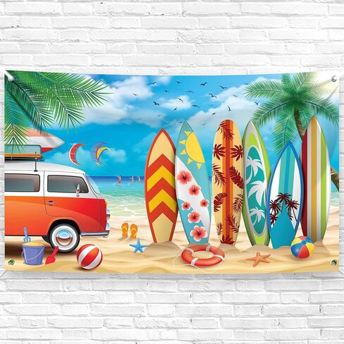 KatchOn, Large Hello Summer Backdrop - 72x44 inch | Hello Summer Banner for Summer Party Decorations | Surfboard Party Decorations, Hawaiian Party Decorations | Beach Backdrop, Beach Party Decorations in Saudi Arabia