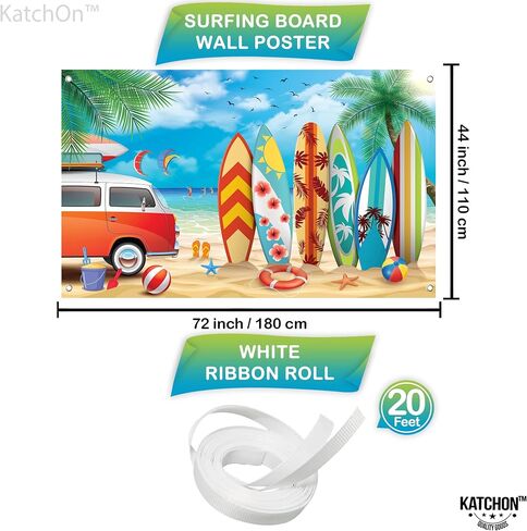 KatchOn, Large Hello Summer Backdrop - 72x44 inch | Hello Summer Banner for Summer Party Decorations | Surfboard Party Decorations, Hawaiian Party Decorations | Beach Backdrop, Beach Party Decorations in Saudi Arabia