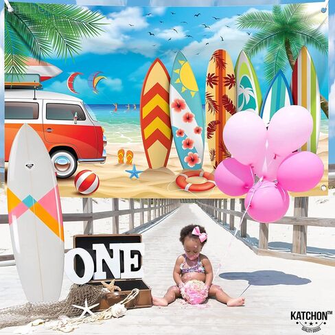 KatchOn, Large Hello Summer Backdrop - 72x44 inch | Hello Summer Banner for Summer Party Decorations | Surfboard Party Decorations, Hawaiian Party Decorations | Beach Backdrop, Beach Party Decorations in Saudi Arabia