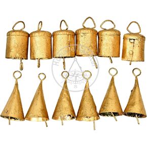 أجراس البقر العتيقة ، أجراس عيد الميلاد للديكور ، منازل جولد كاشفور ، ديكور عيد الميلاد القديم الأجراس ريفي عيد الميلاد (حزمة 12) in Kuwait