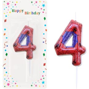 Spider Web Number 4 Candle - عيد ميلاد Topper مع شموع الويب والعنكبدر للحفلات ذات الطابع （4） in Kuwait