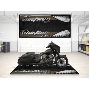 Parking Mat for Chieftain Elite Motorcycle Model, Display Pit Mat, Washable Non-Slip Garage and Showroom Rug (Size 2: 102 x 47/260 x 120 cm) in Kuwait