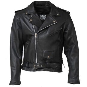MC Classic Men Mustcycle Biker Jacket Black Genuine Leather (60 ، Red) in Kuwait