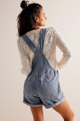 HOTIAN Corduroy Overalls for Women Shorts Jumpsuit Fall Casual Loose Fit Adjustable Rompers Bib Shortalls Outfits in Saudi Arabia